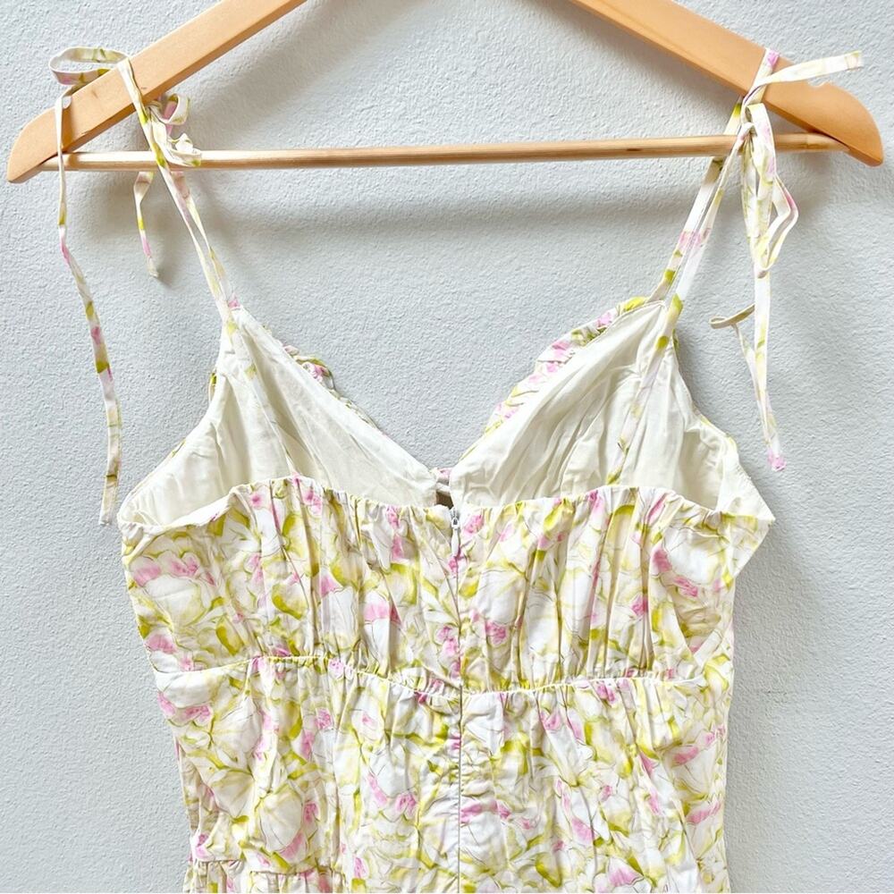 ASTR the Label Tie Strap Tiered Maxi Dress Pink Green Floral, Women's Small $128 - Picture 10 of 15